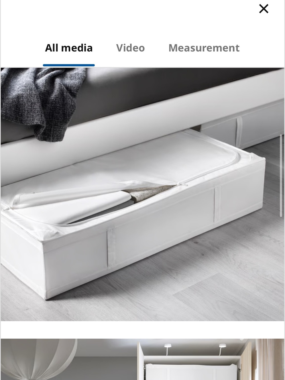 IKEA White Underbed Storage Box with Zip Lid